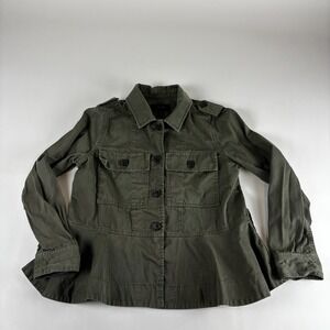 J.Crew Women's XS Cropped Fatigue Jacket Button Up Olive Green Lightweight h2934